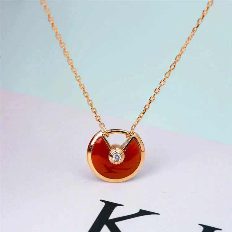 [Marin]AMULETTE GOLD CARNELIAN ONYX NECKLACE