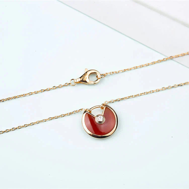 [Marin]AMULETTE GOLD CARNELIAN ONYX NECKLACE