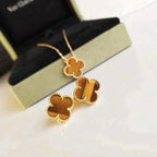 [Marin]CLOVER MEDIUM 1 MOTIFS TIGER EYE EARRINGS