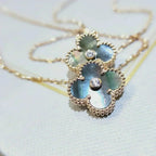 [Marin]CLOVER 15MM DIAMOND AND MOTHER-OF-GREY NECKLACE