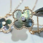 [Marin]CLOVER 15MM DIAMOND AND MOTHER-OF-GREY NECKLACE