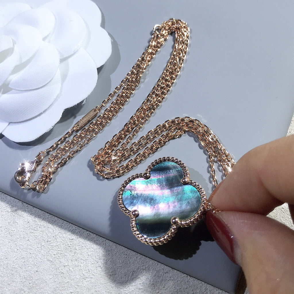 [Marin]CLOVER 25MM GOLD DARK MOP BIG CLOVER NECKLACE