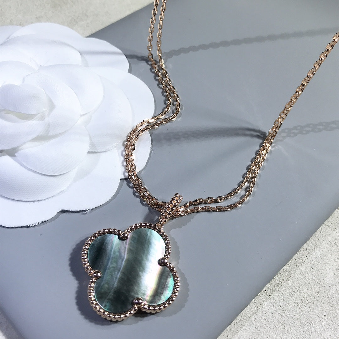 [Marin]CLOVER 25MM GOLD DARK MOP BIG CLOVER NECKLACE