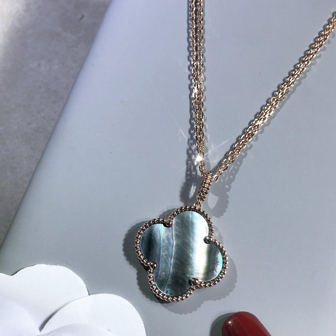 [Marin]CLOVER 25MM GOLD DARK MOP BIG CLOVER NECKLACE