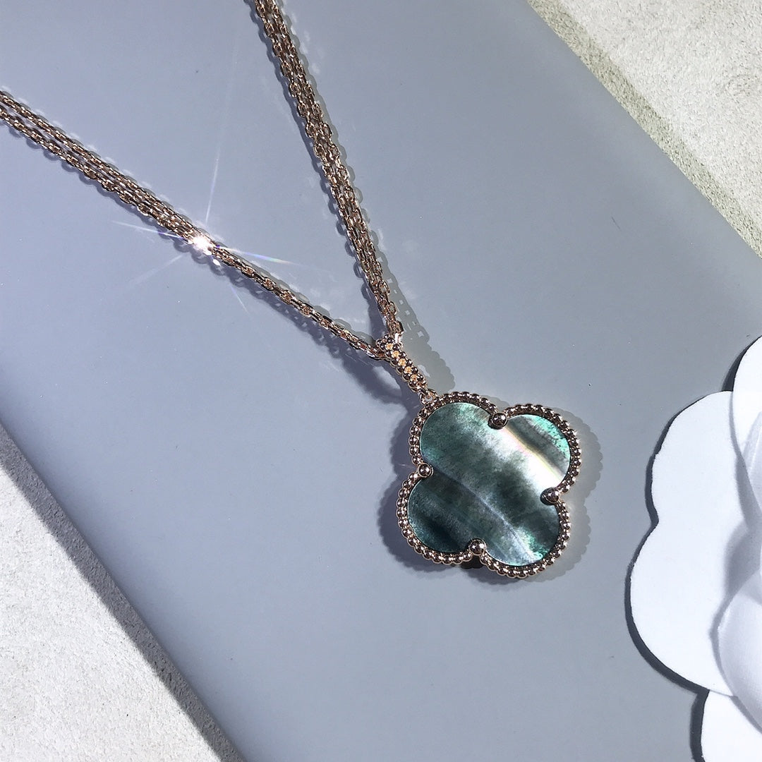 [Marin]CLOVER 25MM GOLD DARK MOP BIG CLOVER NECKLACE