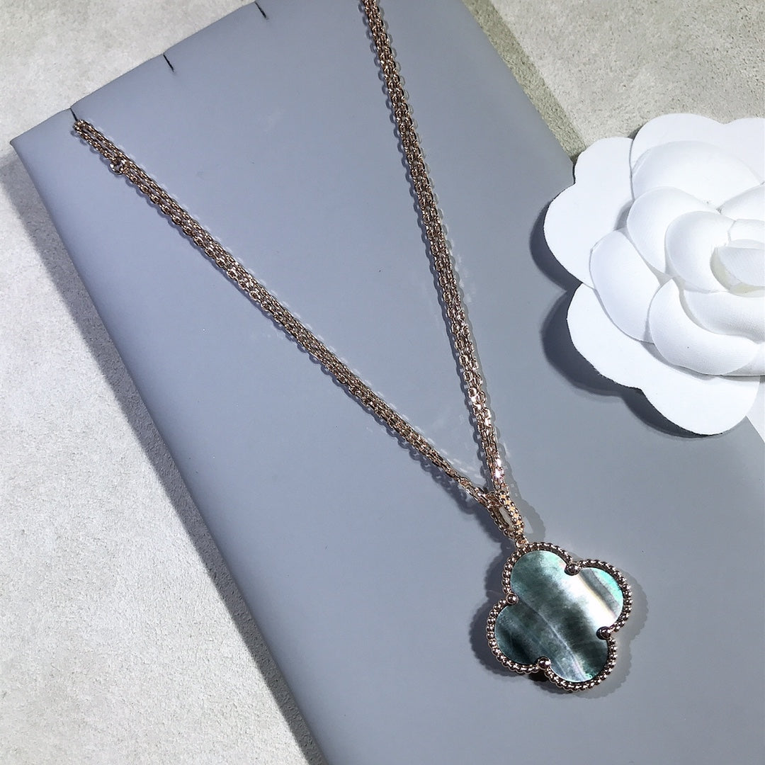 [Marin]CLOVER 25MM GOLD DARK MOP BIG CLOVER NECKLACE
