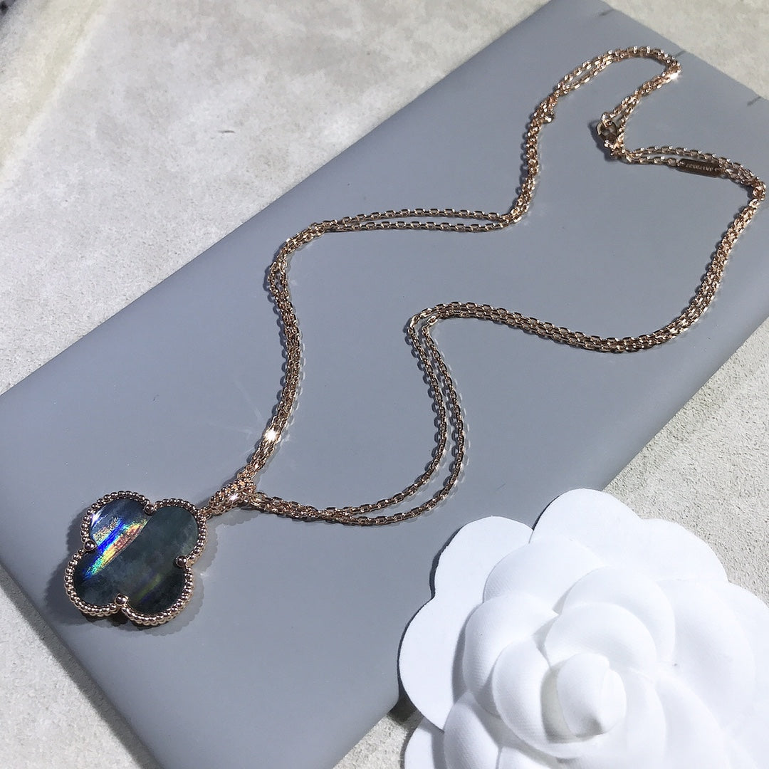 [Marin]CLOVER 25MM GOLD DARK MOP BIG CLOVER NECKLACE