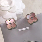[Marin]BOUCLES D'OREILLES CLOVER MEDIUM 1 MOTIFS NŒUD PAPILLON ROSE DIAMANT