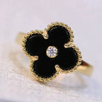 [Marin]CLOVER ONYX RING GOLD DIAMOND