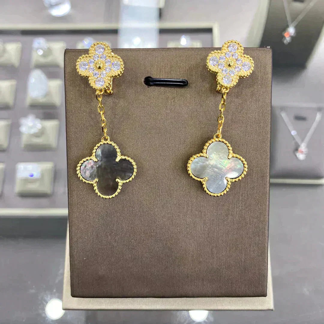 [Marin]CLOVER  2 MOTIFS  DIAMOND  EARRINGS (MULTIPLE CHOICESç´
