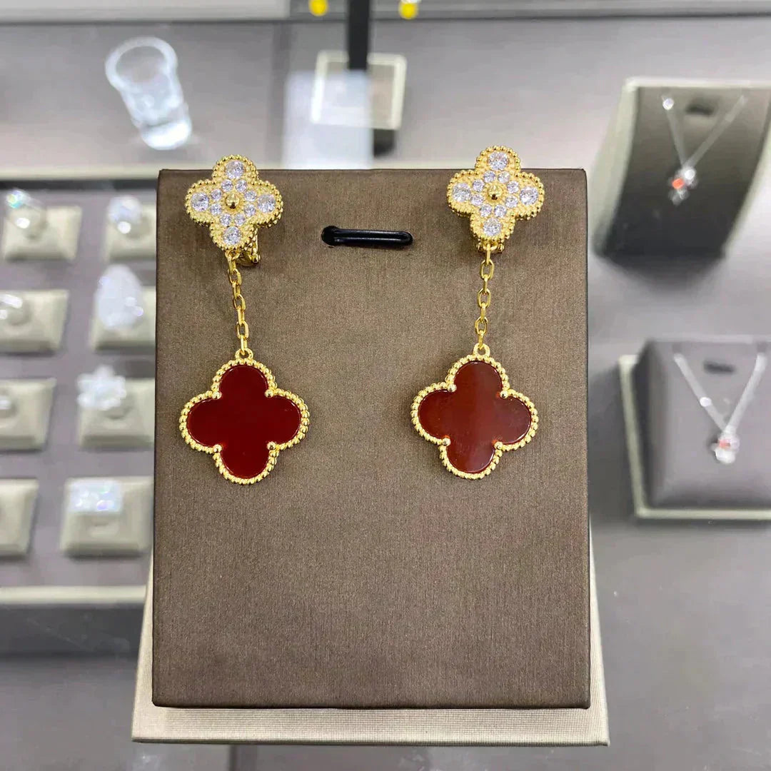 [Marin]CLOVER  2 MOTIFS  DIAMOND  EARRINGS (MULTIPLE CHOICESç´