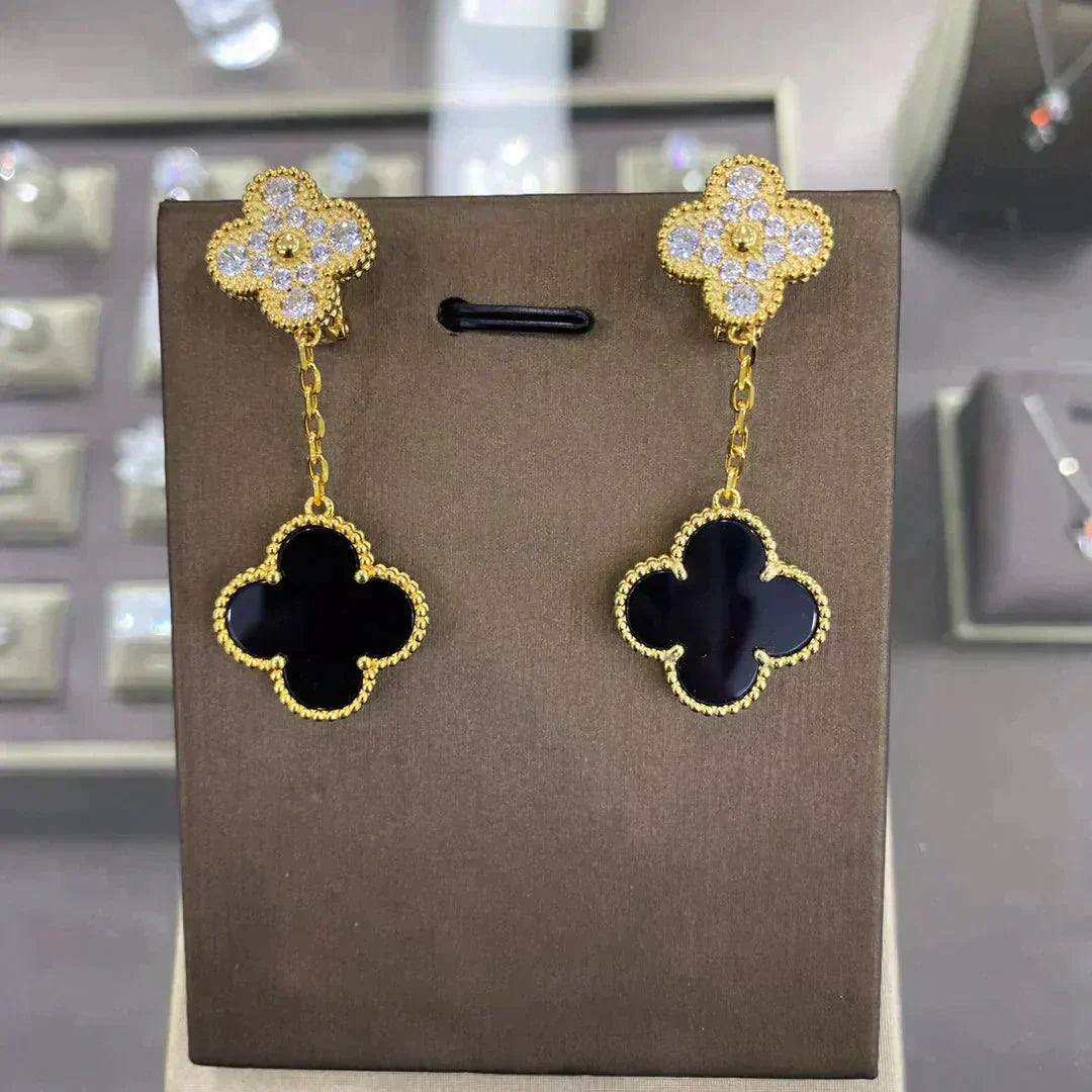 [Marin]CLOVER  2 MOTIFS  DIAMOND  EARRINGS (MULTIPLE CHOICESç´