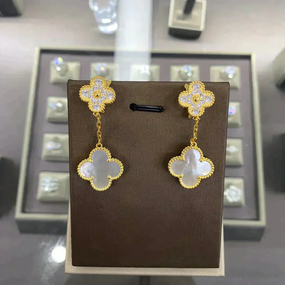 [Marin]CLOVER  2 MOTIFS  DIAMOND  EARRINGS (MULTIPLE CHOICESç´