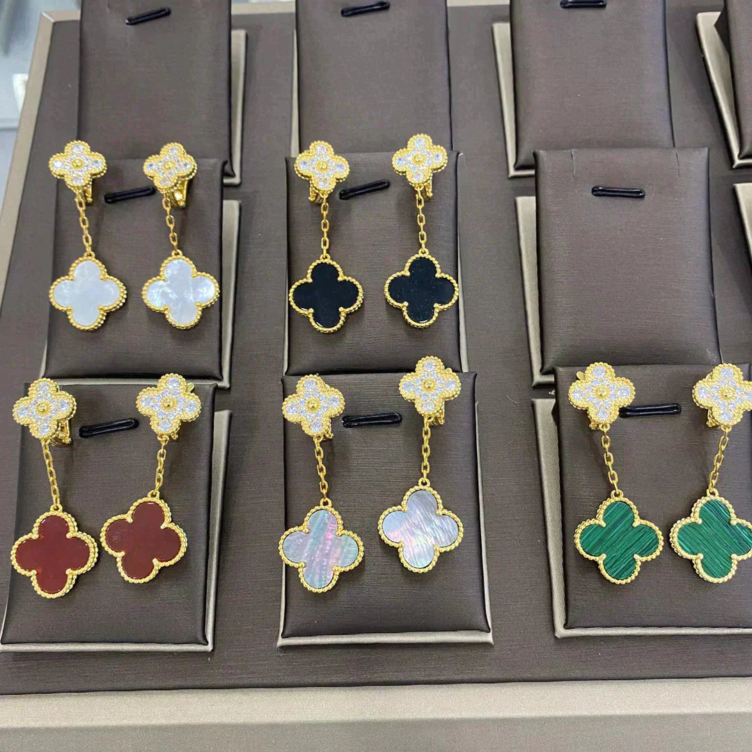 [Marin]CLOVER  2 MOTIFS  DIAMOND  EARRINGS (MULTIPLE CHOICESç´