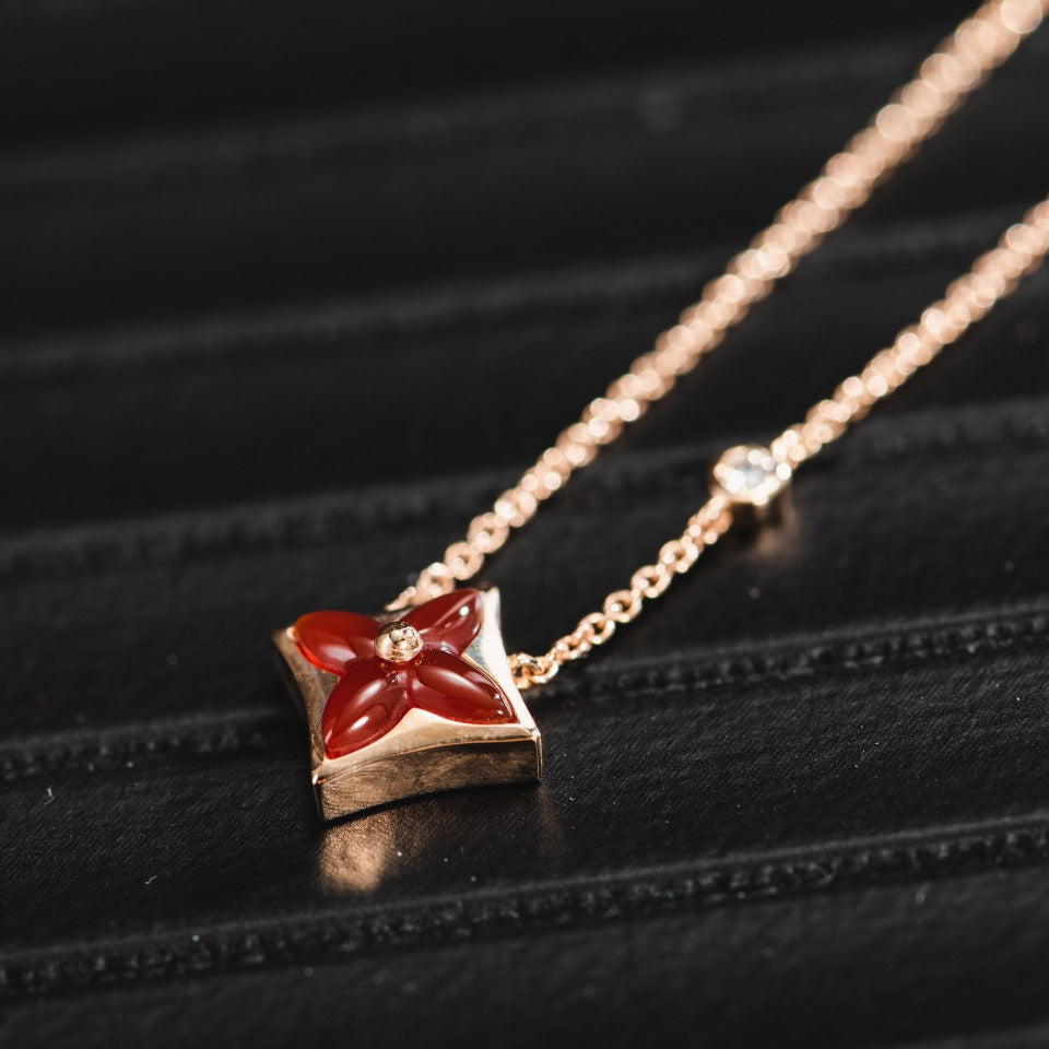 [Marin]STAR NECKLACE PINK GOLD 1 DIAMOND