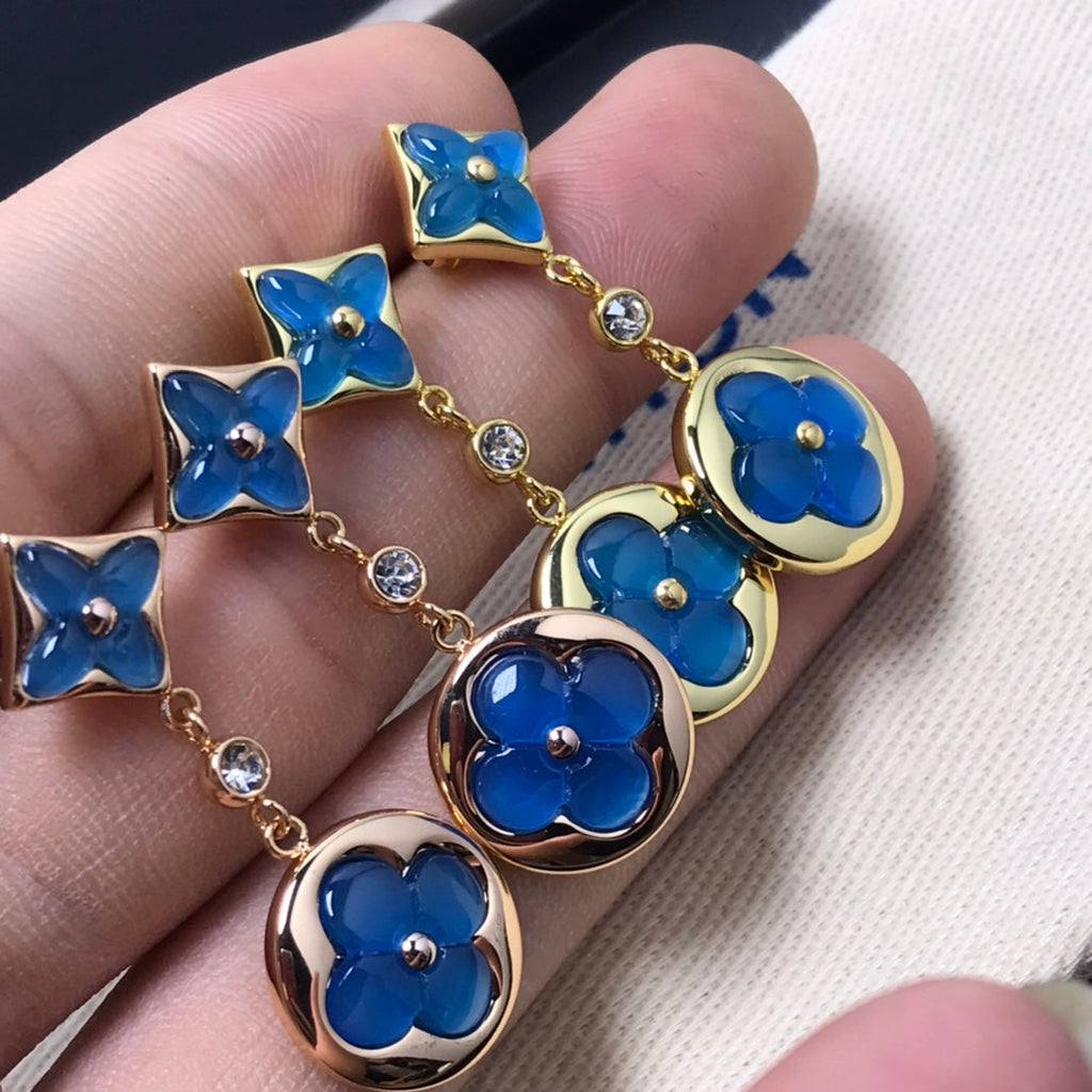 [Marin]BOUCLES D'OREILLES STAR AND SUN EN AGATE ET DIAMANTS