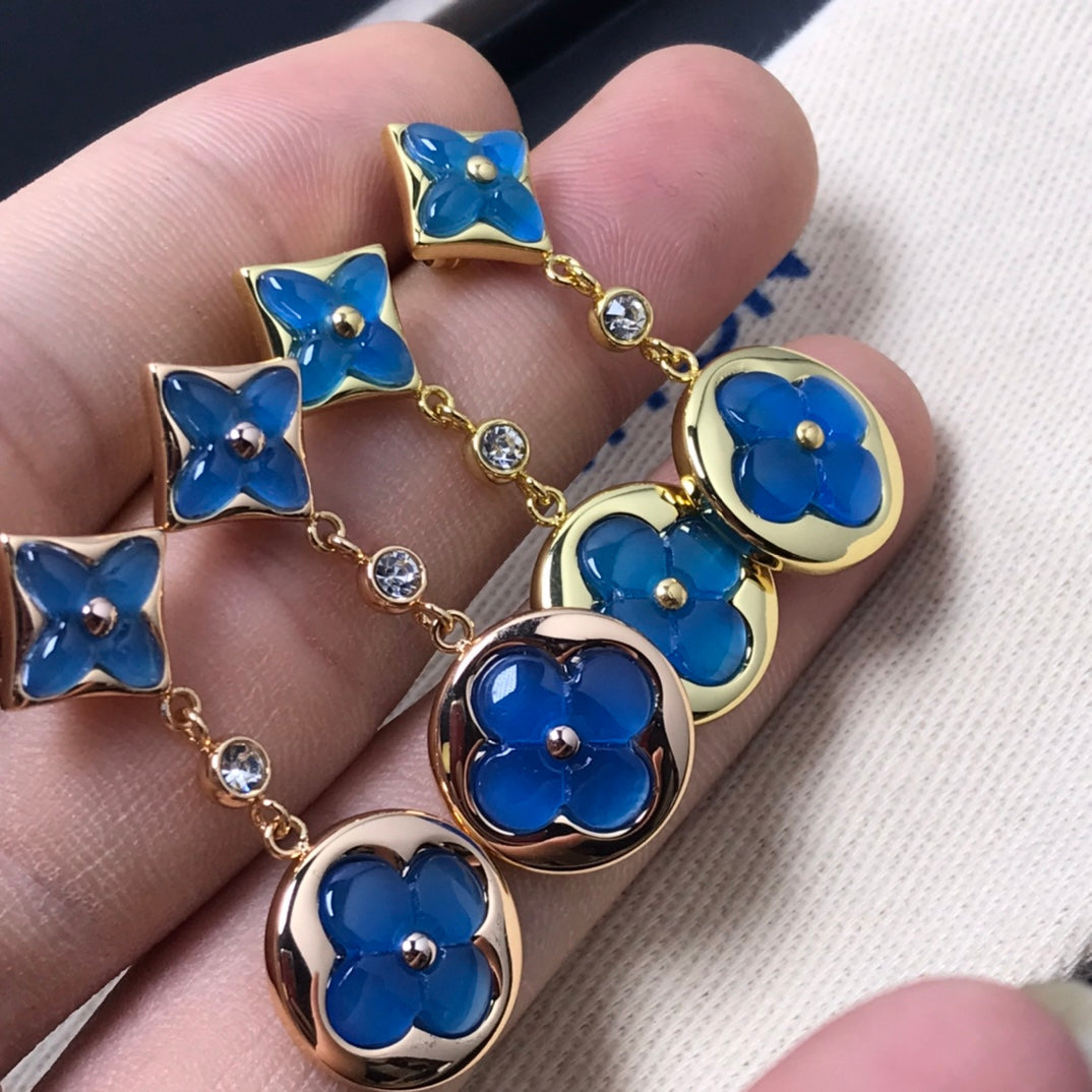 [Marin]STAR AND SUN AGATE DIAMOND EARRINGS