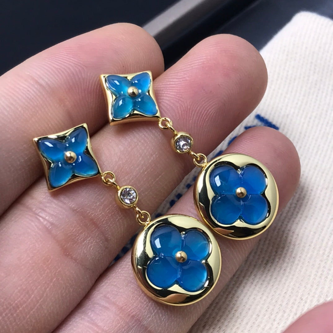 [Marin]STAR AND SUN AGATE DIAMOND EARRINGS