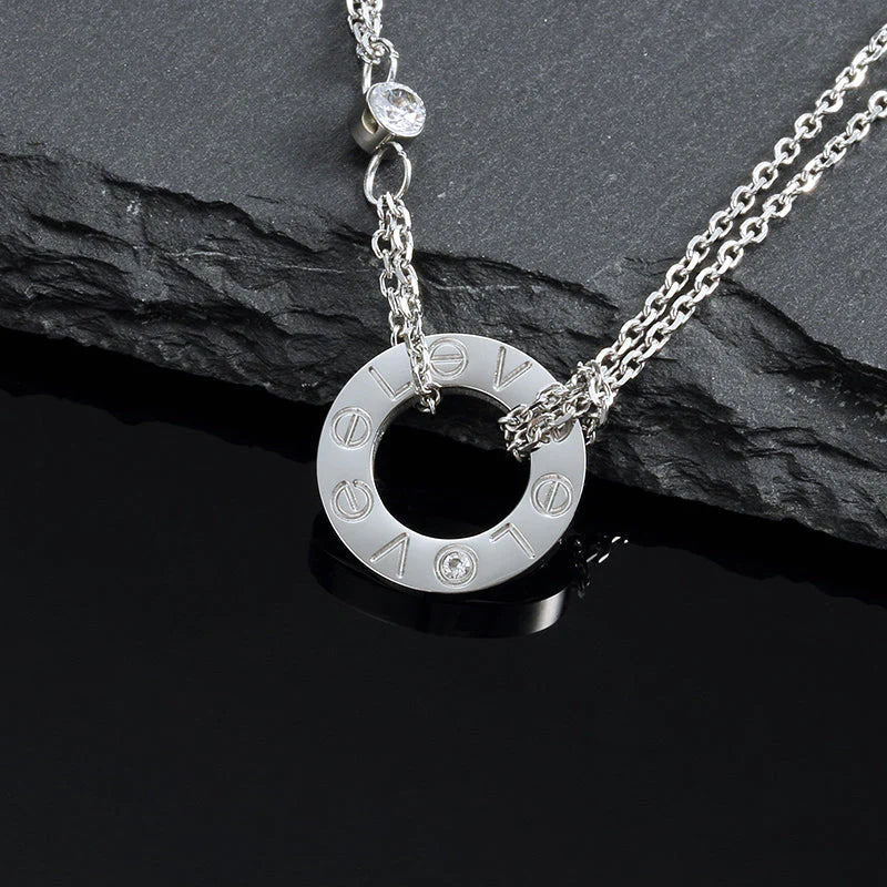 [Marin]LOVE NECKLACE 16MM 2 DIAMONDS