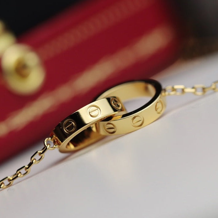 [Marin]LOVE NECKLACE DOUBLE RING GOLD