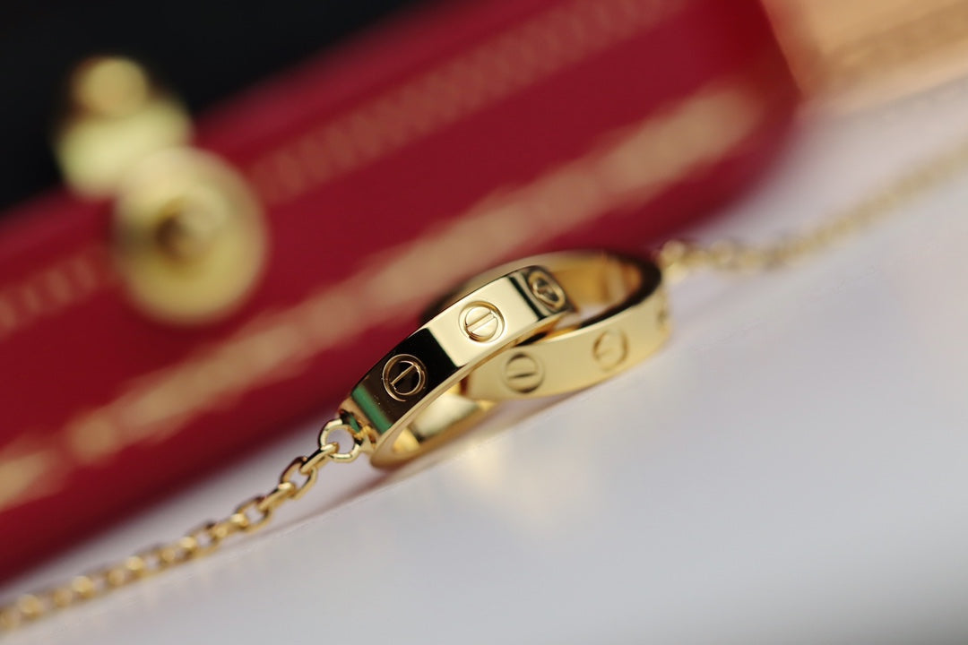 [Marin]LOVE NECKLACE DOUBLE RING GOLD