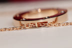 [Marin]LOVE NECKLACE 16MM 6 DIAMONDS PINK GOLD