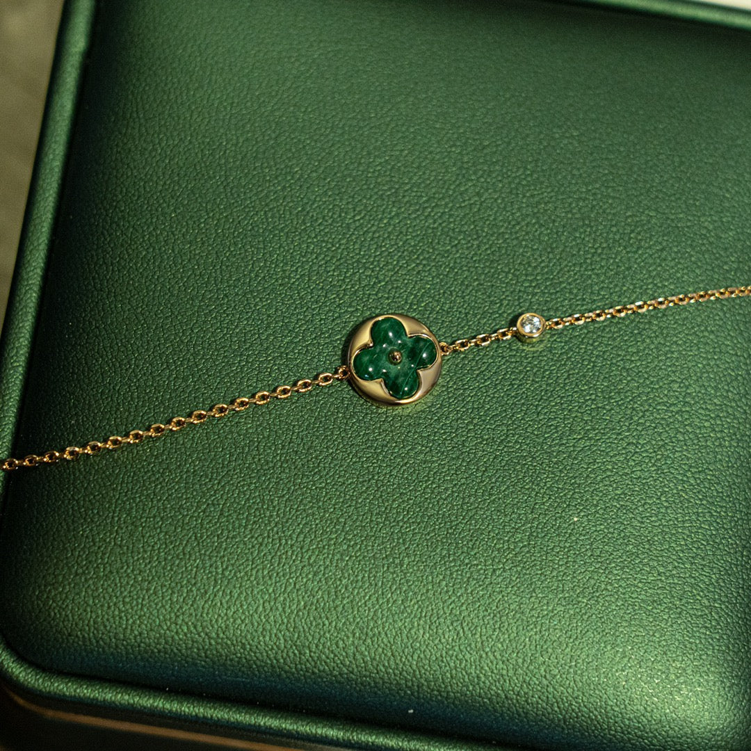 [Marin]SUN MALACHITE 1 DIAMOND PINK GOLD BRACELET