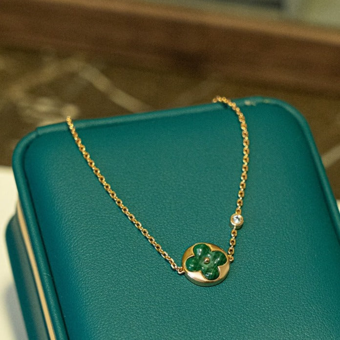[Marin]SUN MALACHITE 1 DIAMOND PINK GOLD BRACELET