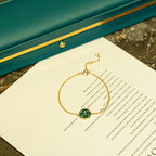 [Marin]SUN MALACHITE 1 DIAMOND PINK GOLD BRACELET