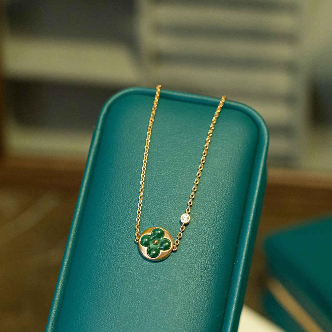 [Marin]SUN MALACHITE 1 DIAMOND PINK GOLD BRACELET