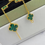 [Marin]MAGIC CLOVER MALACHITE GOLD BRACELET 5 MOTIFS