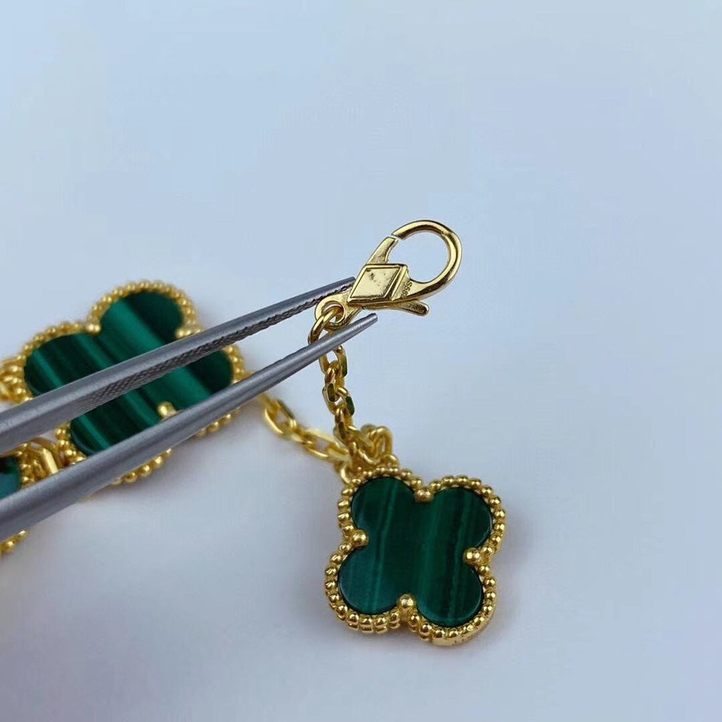 [Marin]MAGIC CLOVER MALACHITE GOLD BRACELET 5 MOTIFS
