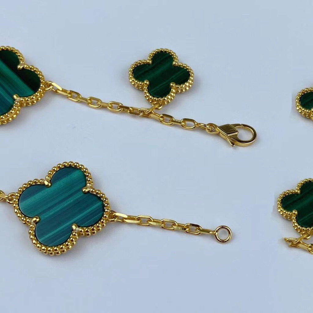 [Marin]MAGIC CLOVER MALACHITE GOLD BRACELET 5 MOTIFS