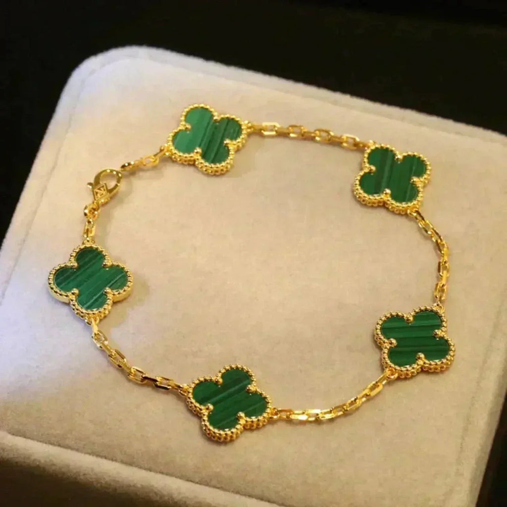 [⭐Shinejoy] CLOVER 5 MOTIF MALACHITE BRACELET COLLECTION