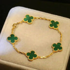 [⭐Shinejoy] CLOVER 5 MOTIF MALACHITE BRACELET COLLECTION