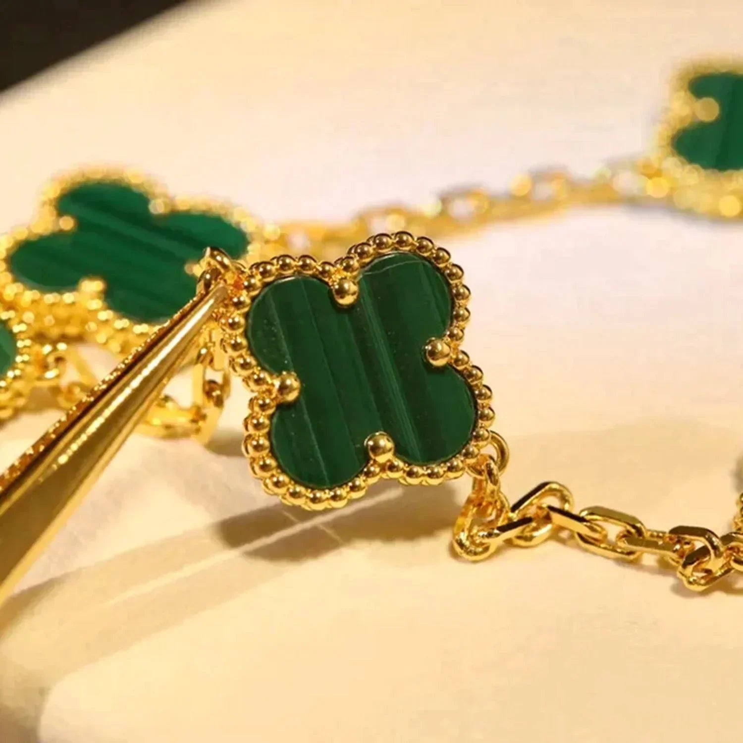 [⭐Shinejoy] CLOVER 5 MOTIF MALACHITE BRACELET COLLECTION