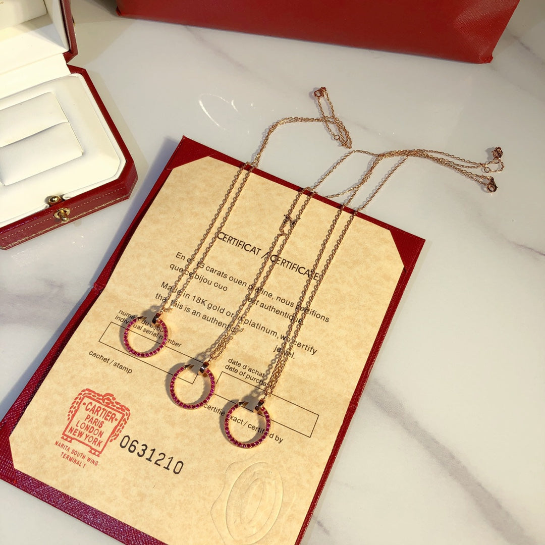 [Marin]JUSTE NECKLACE GOLD RED DIAMONDS