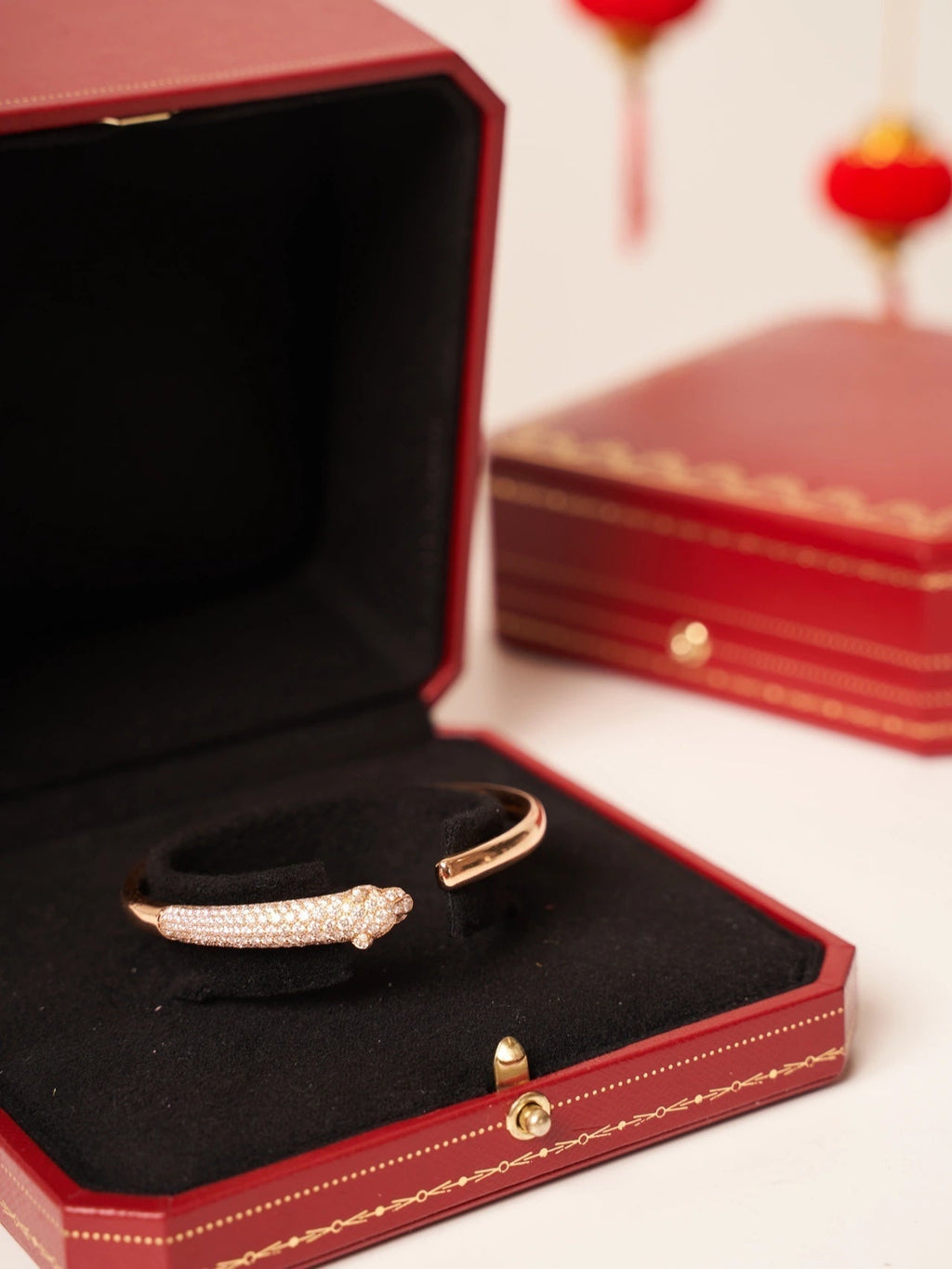 [Marin]PANTHERE ROSE GOLD DIAMOND OPEN BRACELET