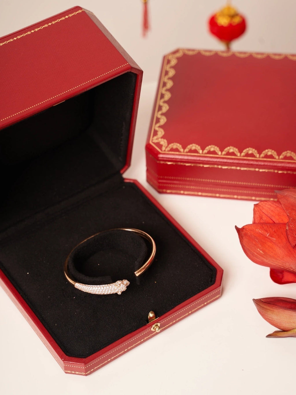 [Marin]PANTHERE ROSE GOLD DIAMOND OPEN BRACELET