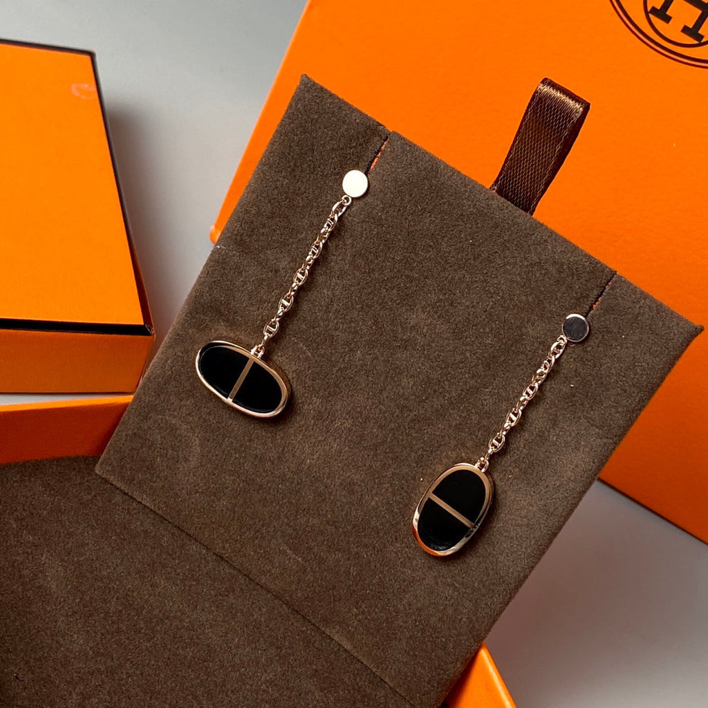 [Marin]CHAINE VERSO BLACK CERAMIC EARRINGS