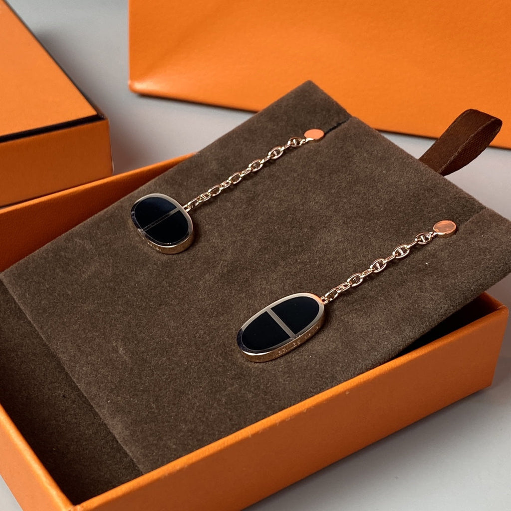[Marin]CHAINE VERSO BLACK CERAMIC EARRINGS