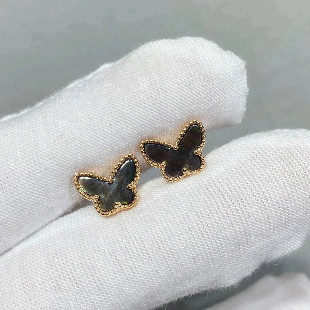 [Marin]BOUCLES D'OREILLES PAPILLON NACRE NOIRE