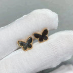 [Marin]BOUCLES D'OREILLES PAPILLON NACRE NOIRE