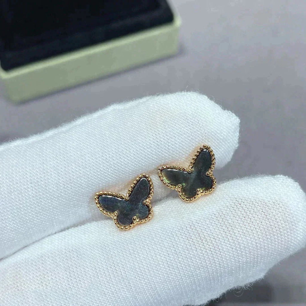 [Marin]BOUCLES D'OREILLES PAPILLON NACRE NOIRE