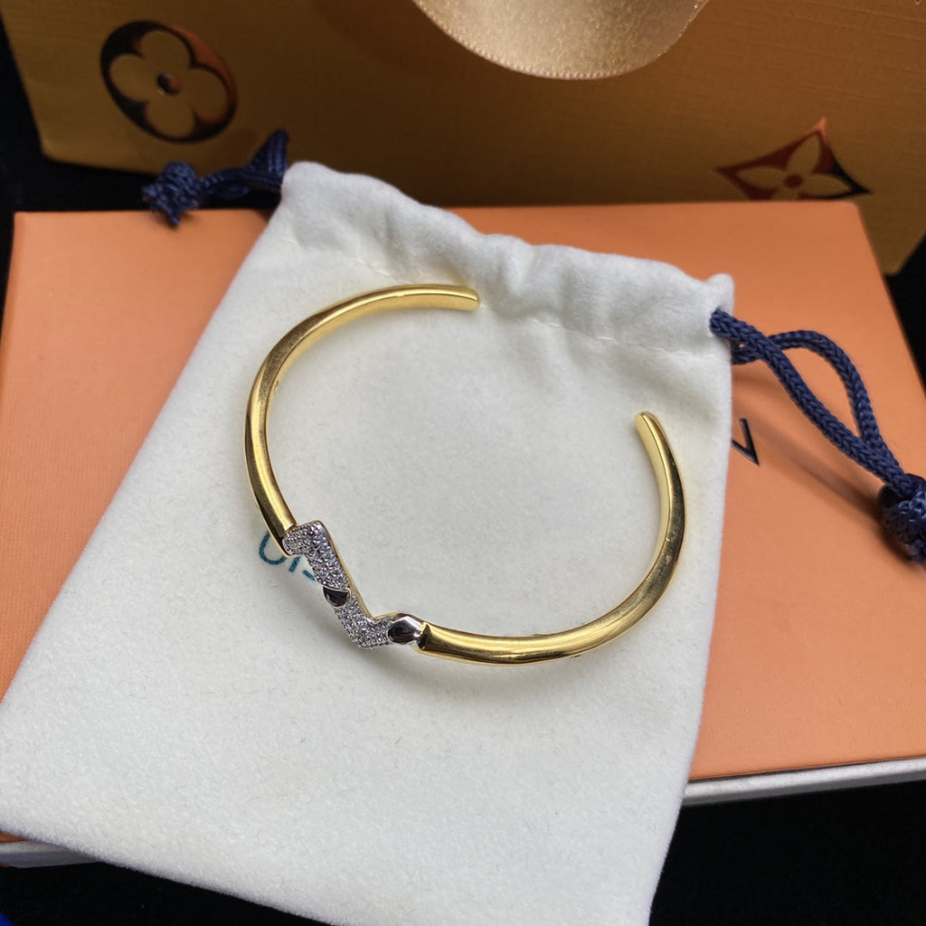 [Marin]BRACELET OUVERT VOLTE UPSIDE DOWN DIAMANT OR