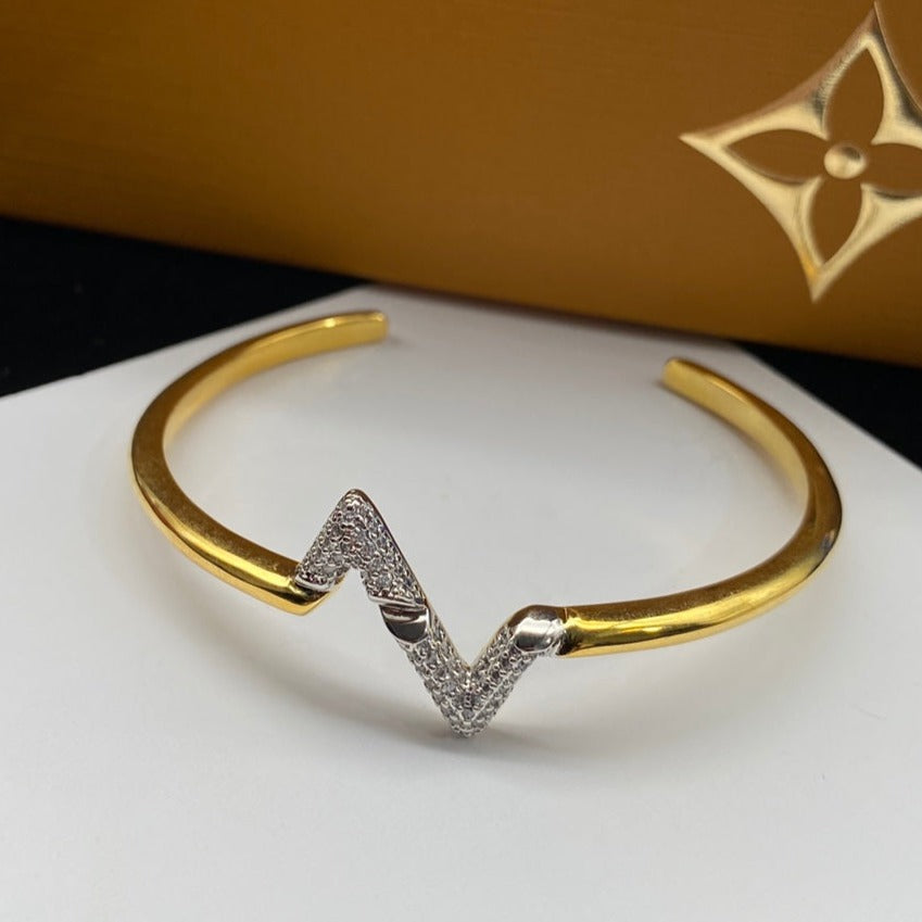 [Marin]BRACELET OUVERT VOLTE UPSIDE DOWN DIAMANT OR