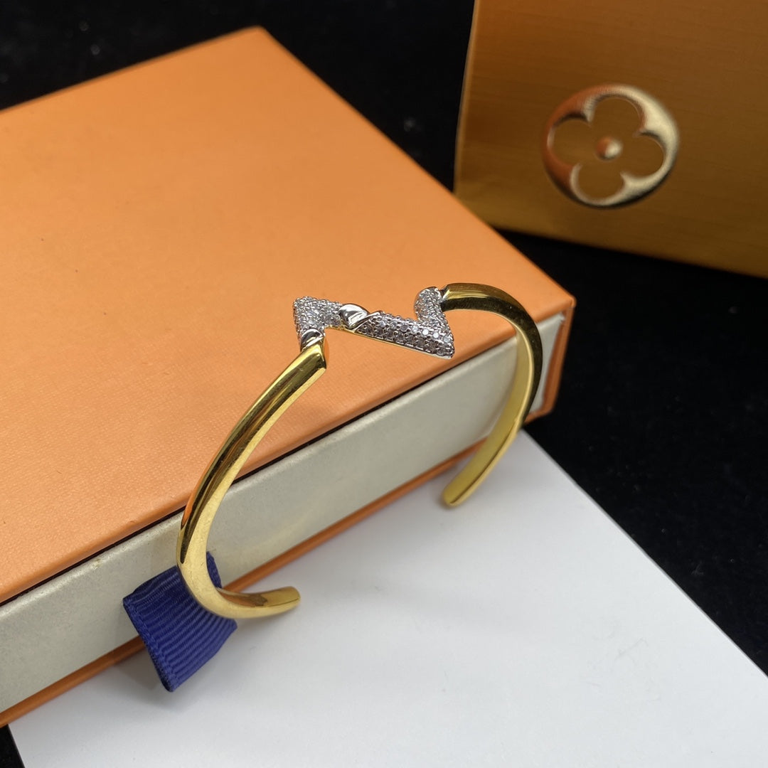 [Marin]VOLTE UPSITE DOWN DIAMOND GOLD OPEN BRACELET