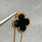 [Marin]CLOVER 15MM BLACK ONYX SINGLE FLOWER NECKLACE