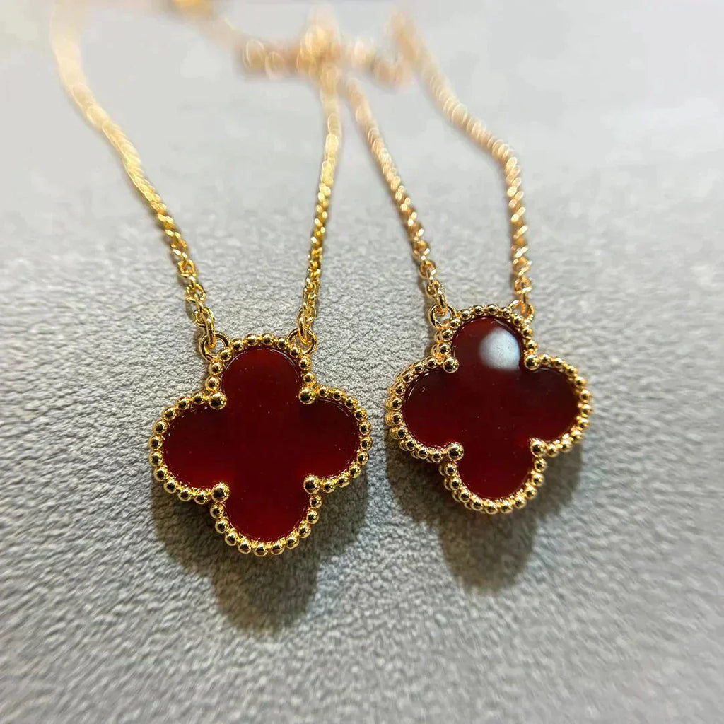 [Marin]CLOVER 15MM CARNELIAN SINGLE FLOWER NECKLACE