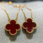 [Marin]CLOVER 15MM CARNELIAN SINGLE FLOWER NECKLACE